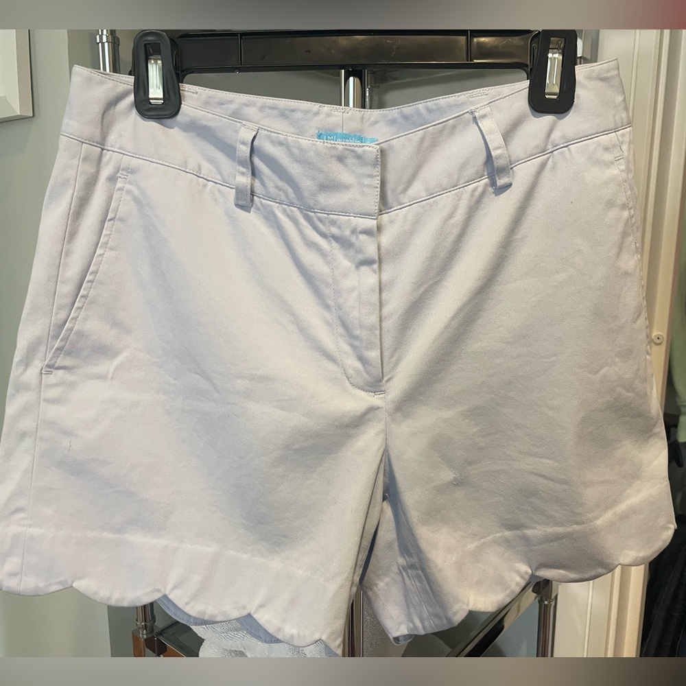 J. McLaughlin Light Blue Scalloped Hem Shorts